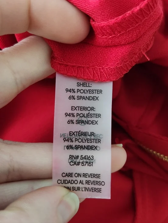 Calvin Klein Sleeveless Red Wide-Leg Jumpsuit with Waist Tie - Picture 8 of 8